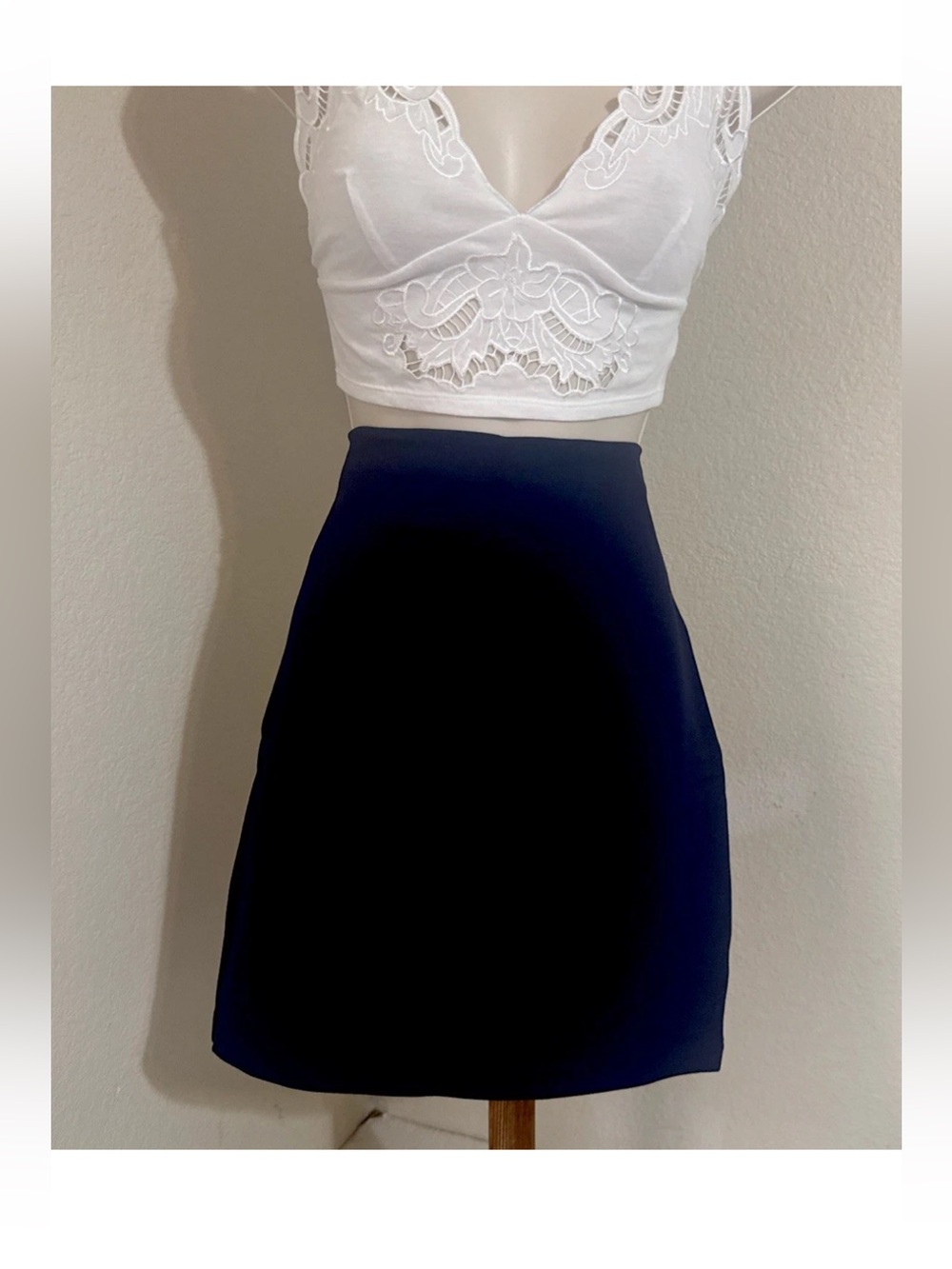 Papaya Women’s Navy Blue Mini Skirt Stretchy Bodycon Tube Size Large